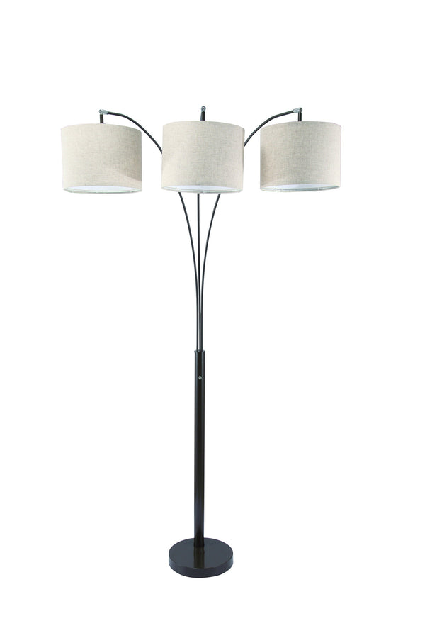 Homeroots 84" Beige And Espresso Brown Three Lights Tree Floor Lamp With Beige Drum Shade  Metal 468397