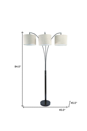 Homeroots 84" Beige And Espresso Brown Three Lights Tree Floor Lamp With Beige Drum Shade  Metal 468397