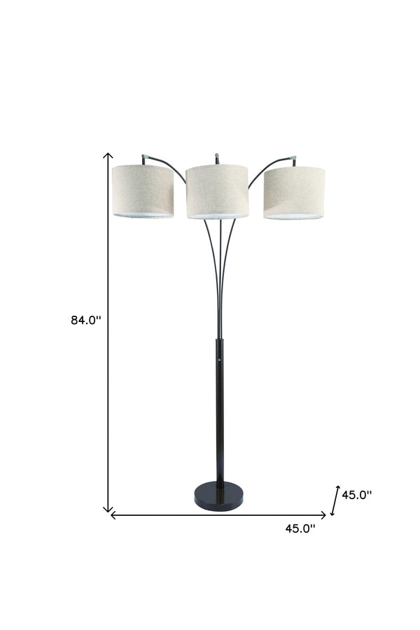 Homeroots 84" Beige And Espresso Brown Three Lights Tree Floor Lamp With Beige Drum Shade  Metal 468397