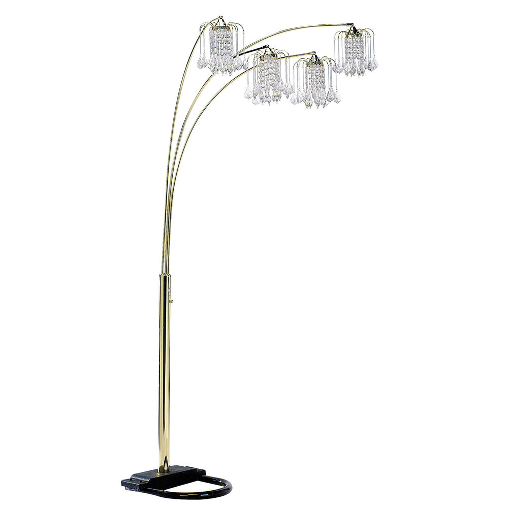 Homeroots 84" Gold Four Lights Tree Floor Lamp With Clear Chandelier Shade  Metal 468400