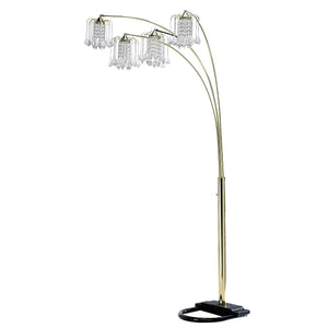 Homeroots 84" Gold Four Lights Tree Floor Lamp With Clear Chandelier Shade  Metal 468400