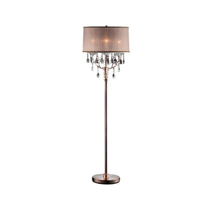 HomeRoots 62" Elegant Silver Candelabra Floor Lamp with Soft Pink Drum Shade for Cozy Living Spaces 468404