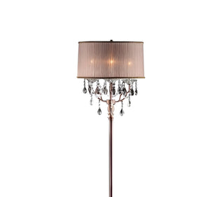 HomeRoots 62" Elegant Silver Candelabra Floor Lamp with Soft Pink Drum Shade for Cozy Living Spaces 468404