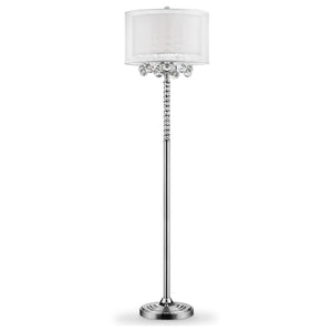 Homeroots 63" Steel Three Light Candelabra Floor Lamp With White Drum Shade  Metal 468408