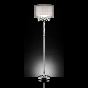 Homeroots 63" Steel Three Light Candelabra Floor Lamp With White Drum Shade  Metal 468408