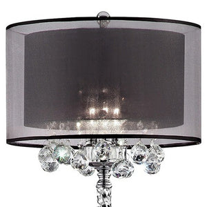 Homeroots Contempo Silver Floor Lamp With Black Shade And Crystal Accents  Metal,Crystal 468409