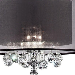 Homeroots Contempo Silver Floor Lamp With Black Shade And Crystal Accents  Metal,Crystal 468409