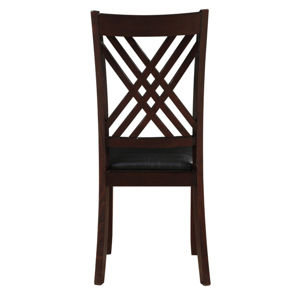 English Elm Black Ladder Back Side Chairs Set of 2 with Cherry Finish, Faux Leather Upholstery, Sturdy Rubberwood Design Espresso B062P186534