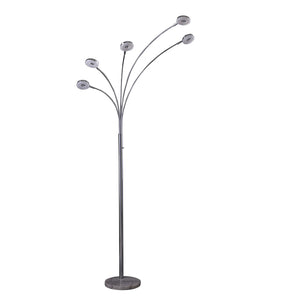 Homeroots 80" Silver 5 Light Contempo Arc Led Floor Lamp  Metal 468412