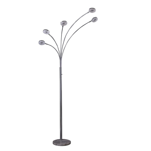 Homeroots 80" Silver 5 Light Contempo Arc Led Floor Lamp  Metal 468412