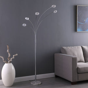 Homeroots 80" Silver 5 Light Contempo Arc Led Floor Lamp  Metal 468412
