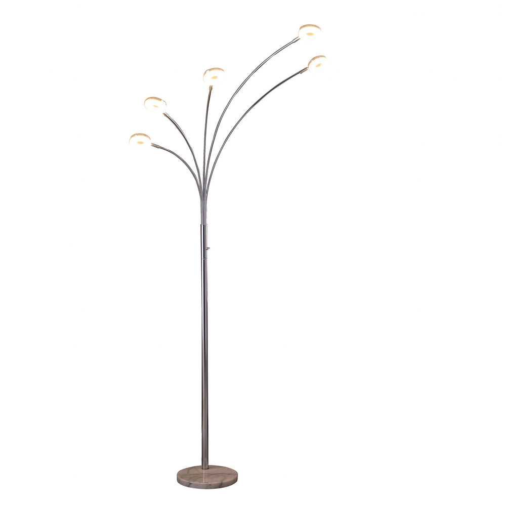 Homeroots 80" Silver 5 Light Contempo Arc Led Floor Lamp  Metal 468412