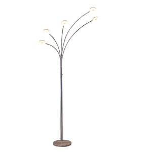 Homeroots 80" Silver 5 Light Contempo Arc Led Floor Lamp  Metal 468412