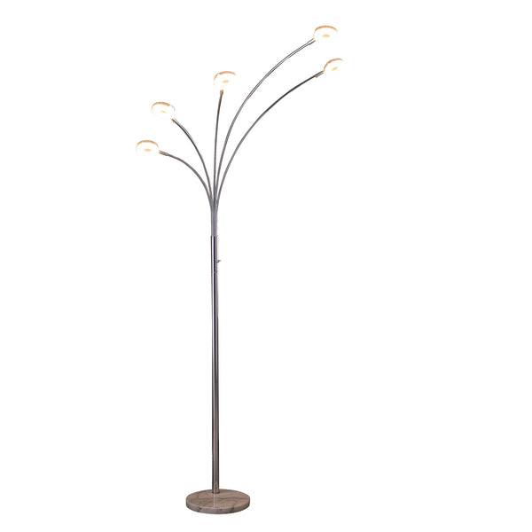 Homeroots 80" Silver 5 Light Contempo Arc Led Floor Lamp  Metal 468412