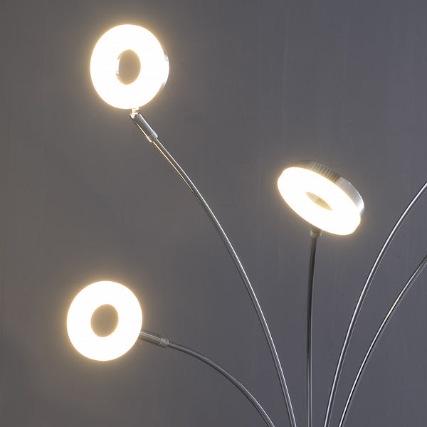 Homeroots 80" Silver 5 Light Contempo Arc Led Floor Lamp  Metal 468412