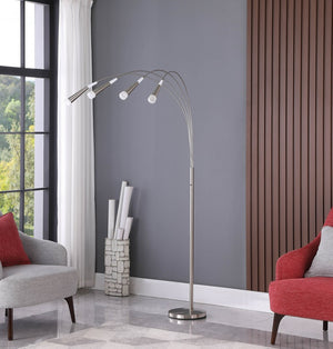 HomeRoots 72" Silver Four Light LED Arc Floor Lamp - Modern Design with Warm Illumination for Stylish Spaces 468413