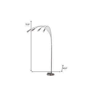 HomeRoots 72" Silver Four Light LED Arc Floor Lamp - Modern Design with Warm Illumination for Stylish Spaces 468413