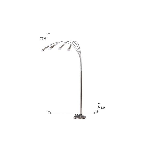 HomeRoots 72" Silver Four Light LED Arc Floor Lamp - Modern Design with Warm Illumination for Stylish Spaces 468413