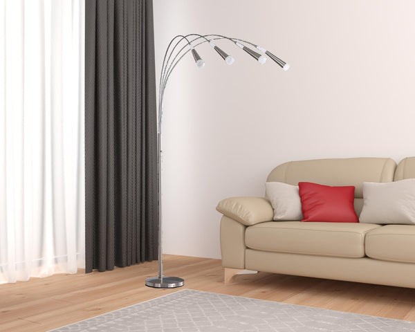 HomeRoots 72" Silver Four Light LED Arc Floor Lamp - Modern Design with Warm Illumination for Stylish Spaces 468413