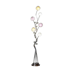HomeRoots 59" Silver LED Novelty Floor Lamp with Unique Purple & White Shade - Stylish Ambient Lighting Solution 468414