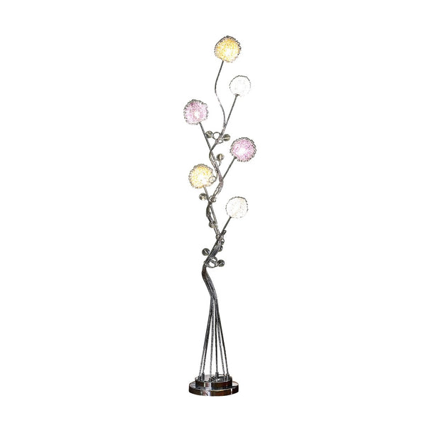 HomeRoots 59" Silver LED Novelty Floor Lamp with Unique Purple & White Shade - Stylish Ambient Lighting Solution 468414