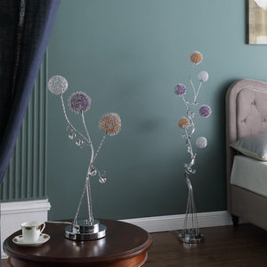 HomeRoots 59" Silver LED Novelty Floor Lamp with Unique Purple & White Shade - Stylish Ambient Lighting Solution 468414