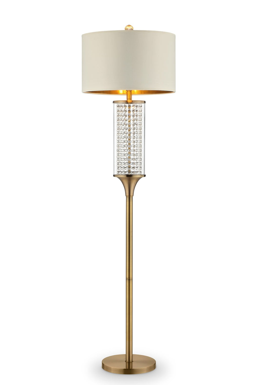 HomeRoots 62" Gold Column Floor Lamp – Contemporary Off-White Drum Shade for Elegant Ambient Lighting Decor 468415