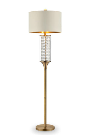 HomeRoots 62" Gold Column Floor Lamp – Contemporary Off-White Drum Shade for Elegant Ambient Lighting Decor 468415