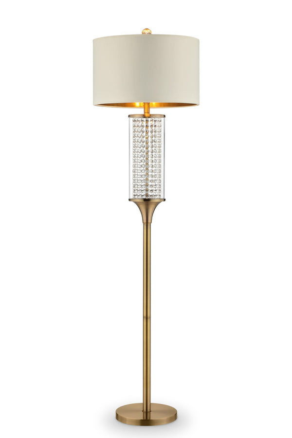 HomeRoots 62" Gold Column Floor Lamp – Contemporary Off-White Drum Shade for Elegant Ambient Lighting Decor 468415