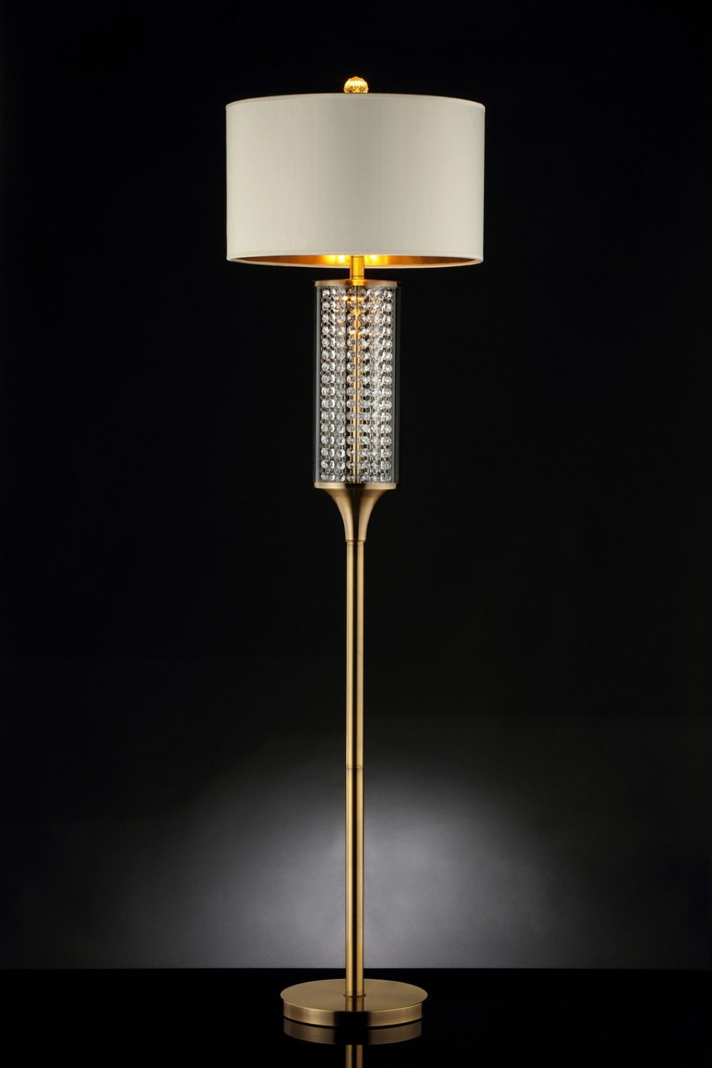 HomeRoots 62" Gold Column Floor Lamp – Contemporary Off-White Drum Shade for Elegant Ambient Lighting Decor 468415