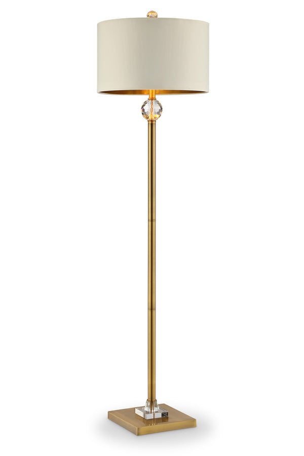 Homeroots 63" Gold Column Floor Lamp With Off-white Drum Shade  Metal 468416