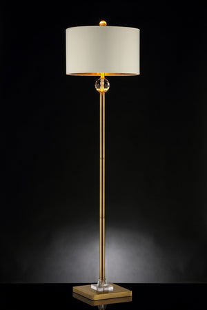 Homeroots 63" Gold Column Floor Lamp With Off-white Drum Shade  Metal 468416