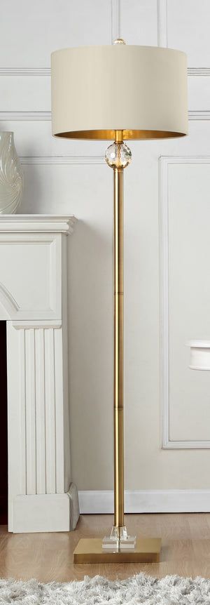 Homeroots 63" Gold Column Floor Lamp With Off-white Drum Shade  Metal 468416