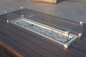 Homeroots Brown Wicker Outdoor Patio Gas Fire Pit Table   468417