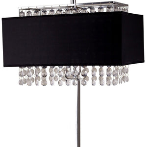 HomeRoots Bling Glam Faux Crystal Table Lamp - Elegant Rectangular Design with Chrome Base for Modern Décor 468419