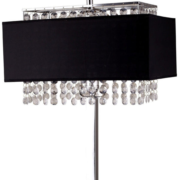 HomeRoots Bling Glam Faux Crystal Table Lamp - Elegant Rectangular Design with Chrome Base for Modern Décor 468419
