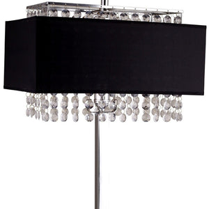 HomeRoots Bling Glam Faux Crystal Table Lamp - Elegant Rectangular Design with Chrome Base for Modern Décor 468419