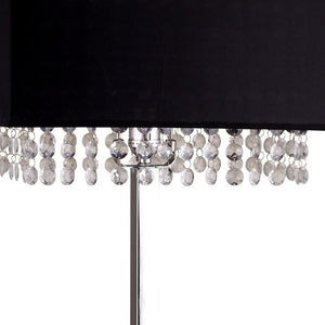 HomeRoots Bling Glam Faux Crystal Table Lamp - Elegant Rectangular Design with Chrome Base for Modern Décor 468419
