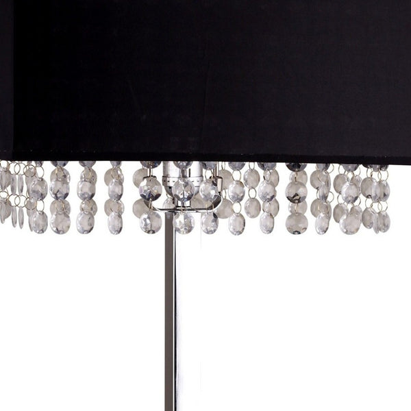 HomeRoots Bling Glam Faux Crystal Table Lamp - Elegant Rectangular Design with Chrome Base for Modern Décor 468419