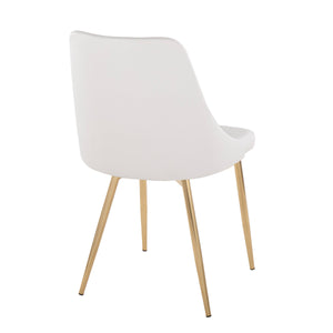 English Elm Marche Modern Dining Chairs Set Of 2 - Gold Metal Legs & White Faux Leather, Stylish Comfort Upgrade B202S01259