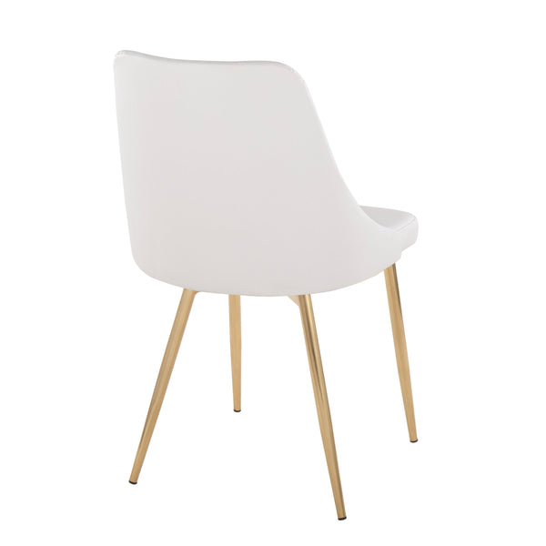 English Elm Marche Modern Dining Chairs Set Of 2 - Gold Metal Legs & White Faux Leather, Stylish Comfort Upgrade B202S01259