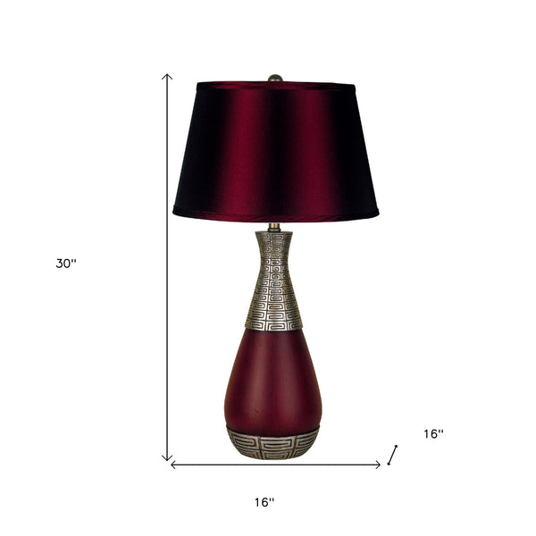 Homeroots Contemporary Maroon Table Lamp   468421
