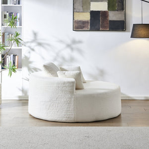 English Elm 55"l Teddy Fleece Round Chaise Chair Plush Foam Seating for Modern Living Rooms Beige W1669P368367