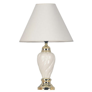 Homeroots 22" White Ceramic Bedside Table Lamp With Off-white Shade Ivory,Beige  468436