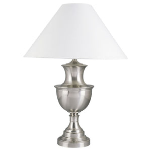 HomeRoots 28" Nickel Urn Table Lamp with White Empire Shade - Adjustable Lighting for Elegant Home Décor 468441