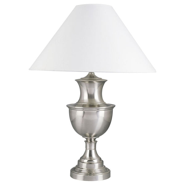 HomeRoots 28" Nickel Urn Table Lamp with White Empire Shade - Adjustable Lighting for Elegant Home Décor 468441