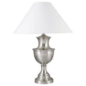 HomeRoots 28" Nickel Urn Table Lamp with White Empire Shade - Adjustable Lighting for Elegant Home Décor 468441