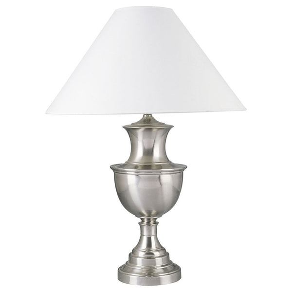 HomeRoots 28" Nickel Urn Table Lamp with White Empire Shade - Adjustable Lighting for Elegant Home Décor 468441