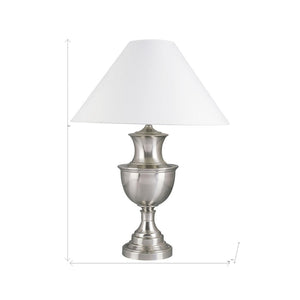 HomeRoots 28" Nickel Urn Table Lamp with White Empire Shade - Adjustable Lighting for Elegant Home Décor 468441