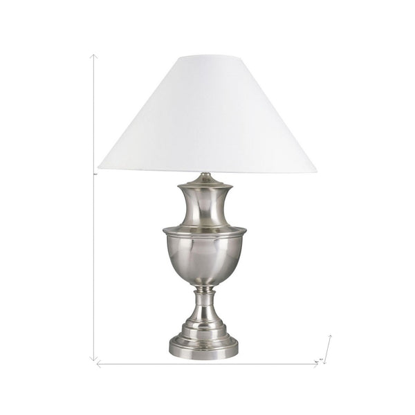 HomeRoots 28" Nickel Urn Table Lamp with White Empire Shade - Adjustable Lighting for Elegant Home Décor 468441